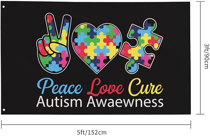 Autism Awareness Flag 3x5 Ft Fade Proof Outdoor Indoor With Metal Grommets Autism Awareness Banner Home House Garden Yard Decorative Sign