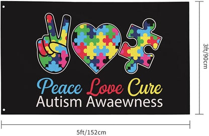 Autism Awareness Flag 3x5 Ft Fade Proof Outdoor Indoor With Metal Grommets Autism Awareness Banner Home House Garden Yard Decorative Sign