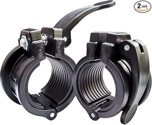 Barbell Clamps 2inch - 2 PCS Adjustable Barbell Clips Quick Release Locking Weight Clips Olympic Barbell Collars (Black 1.8-2inch)
