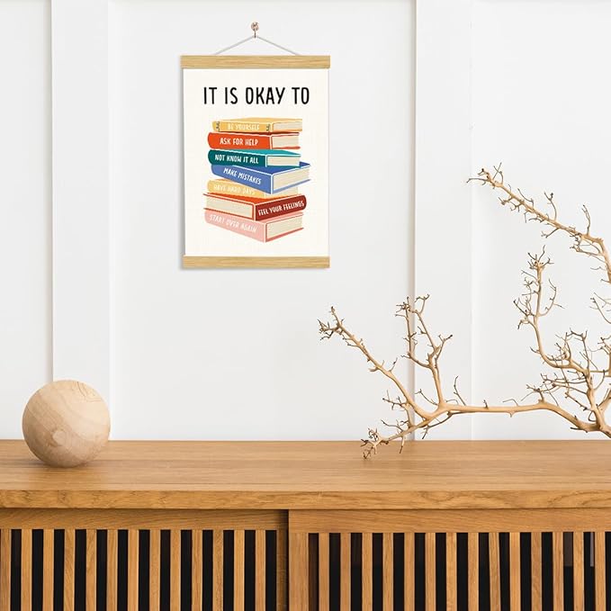 It's Okay To Not Be Okay Poster, Wood Poster Hanger, Classroom Decor, Classroom Posters Quotes, Educational Wall Art, Therapy Wall Art, School Psychology, Psychotherapy Posters Decoration, Mental health Sign