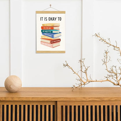 It's Okay To Not Be Okay Poster, Wood Poster Hanger, Classroom Decor, Classroom Posters Quotes, Educational Wall Art, Therapy Wall Art, School Psychology, Psychotherapy Posters Decoration, Mental health Sign