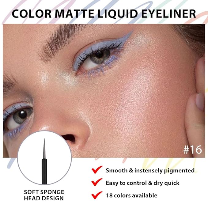 evpct 6Pcs Dark Blue Violet Maroon Grey White Black Liquid Eyeliner Set Waterproof Eye Liners for Women, Eyes Wing Colored Eyeliner delineador de ojos a prueba de agua contra el agua blanco para ojos