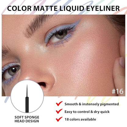 evpct 6Pcs Dark Blue Violet Maroon Grey White Black Liquid Eyeliner Set Waterproof Eye Liners for Women, Eyes Wing Colored Eyeliner delineador de ojos a prueba de agua contra el agua blanco para ojos