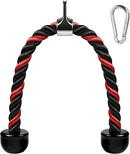 Deluxe Tricep Rope Pull Down Cable, 27 & 36 Inch Rope Length, Easy to Grip & Non-Slip Cable Attachment for Gym Workout Exercise