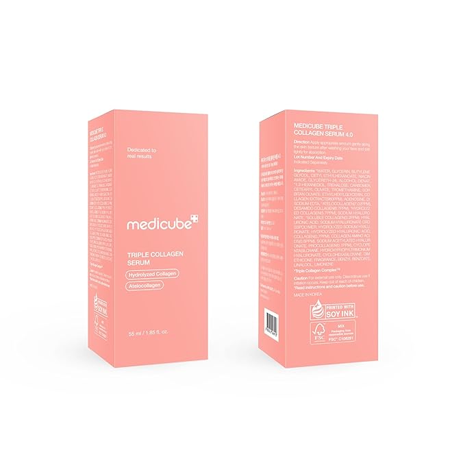 Medicube Triple Collagen Serum 1.85 fl.oz - Nourish dull skin with Triple Collagen Complex - A lightweight serum with Niacinamide and Hyaluronic Acid - Korean Skincare