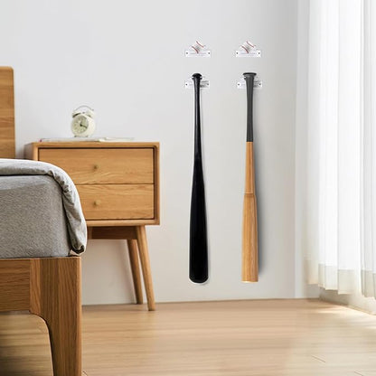 2Pcs Baseball Bat Holder Wall Mount, 10cm/3.9in Vertical Display Rack - Sturdy Acrylic Bat Hanger for Baseball & Softball Bats, Space-Saving Sports Decor