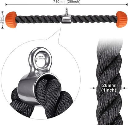 SELEWARE Tricep Rope Cable Machines Attachments for Gym, Heavy Duty Universal Tricep Pull Down Rope with Soft Rubber Ends for Home Gym Workout Biceps Back Shoulders