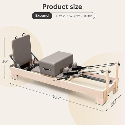 Pilates Reformer, Reformer Pilates Machine – Deluxe Version with Premium Maple Frame, Upgraded Spring System, Comfort Padding & Studio-Quality Glide – Pilates Reformer Set for Home & Studio