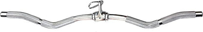 Lat Cable Machine Attachment Curl Pulldown Barbell Revolving Bar, Multi-Exerciser Cable Attachment, Solid Steel Tricep Press Down Bar with Rubber Handgrips & Revolving Hanger