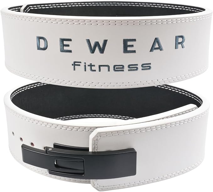 Genuine Leather Weight Lifting Belt with Lever Buckle, 10mm Thick 4" Leather Lumbar Back Support, Gym Belts Ideal for Training, Weightlifting, Bodybuilding, Squats and Deadlifts