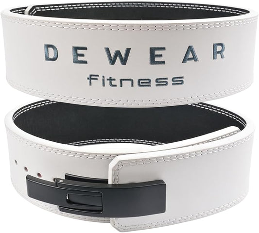 Genuine Leather Weight Lifting Belt with Lever Buckle, 10mm Thick 4" Leather Lumbar Back Support, Gym Belts Ideal for Training, Weightlifting, Bodybuilding, Squats and Deadlifts