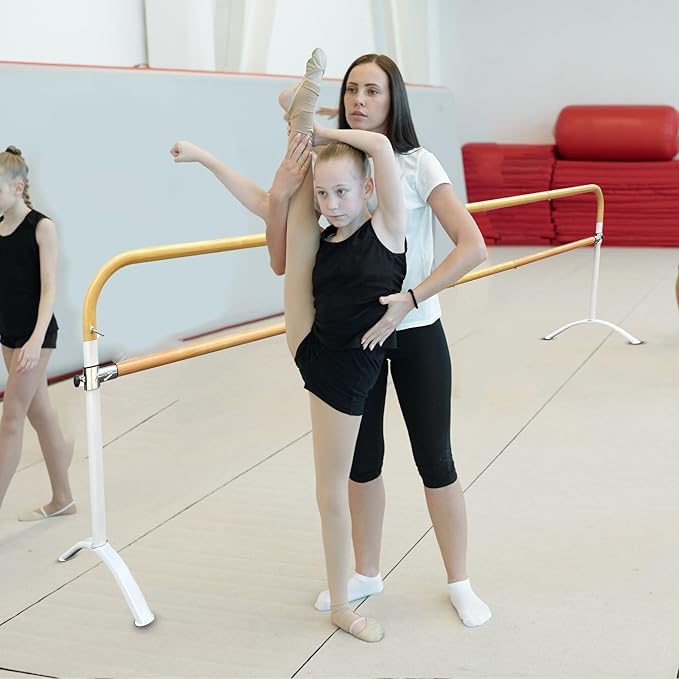 Ballet Barre Portable for Home or Studio, Height Adjustable Bar for Stretch, Pilates, Dance or Active Workouts, Single or Double Bar, Kids and Adults