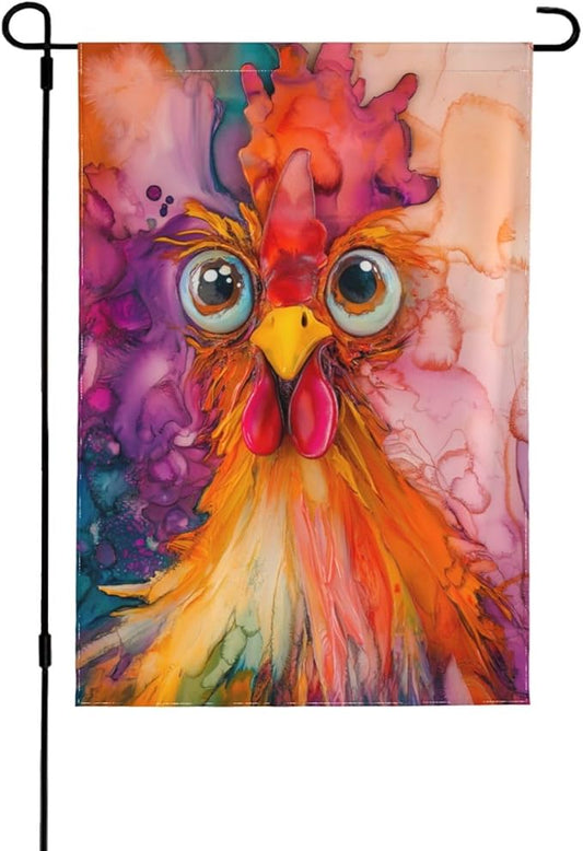 Colorful Rooster Garden Flag 12x18 In Double Sided Yard Flags Lawn Sign Decor No Flagstand