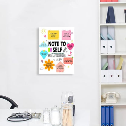 YEOION Note to Self Wall Decor,Mental Health Wall Art Canvas Frame Print for Mental Health Therapy Office School Counselor Calming Corner Wall Decor