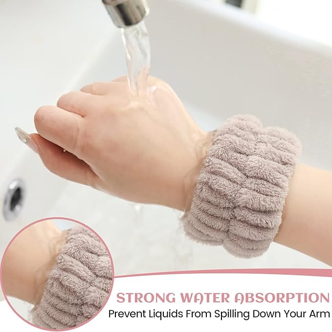 8 Pcs Wrist Bands for Washing Face, Microfiber Women's Wrist Towels for Washing Face Wristbands, Absorbent Wrist Sweatband Prevent Liquid from Spilling Down Your Arms