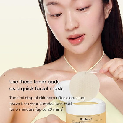 Biodance Vita Niacinamide Gel Toner Pads, Dark Spot Corrector, Evening Skin Tone, Hydrating for Sensitive Skin, Gentle Exfoliating Toner Pads, Korean Skincareㅣ4.93 fl.oz.(140g)*60Pads