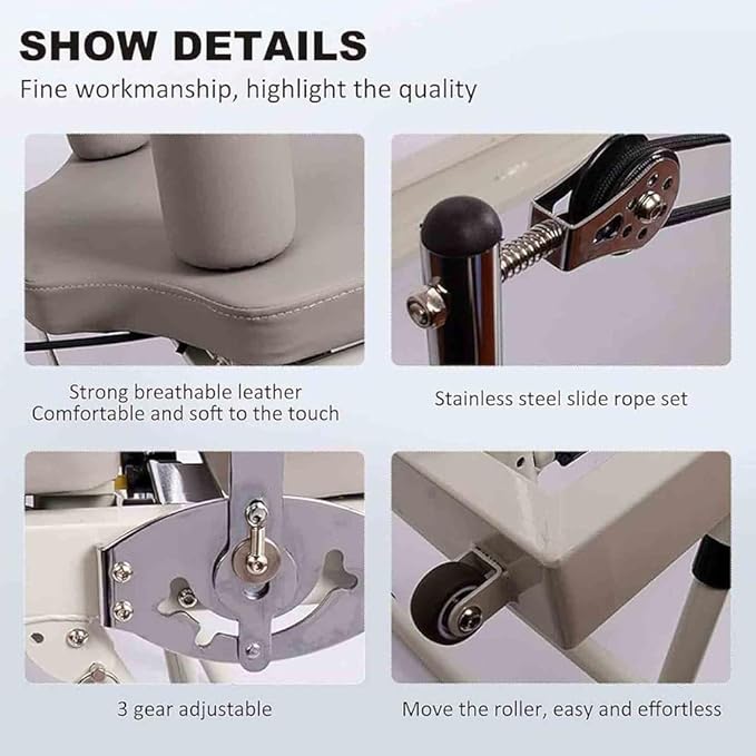 Pilates Reformer Machine, Multifunction Portable Adjustable Reformer, for Home Gym Indoor, Women Yoga Workout, Foldable Exercise Equipment, Training Weight,Off White