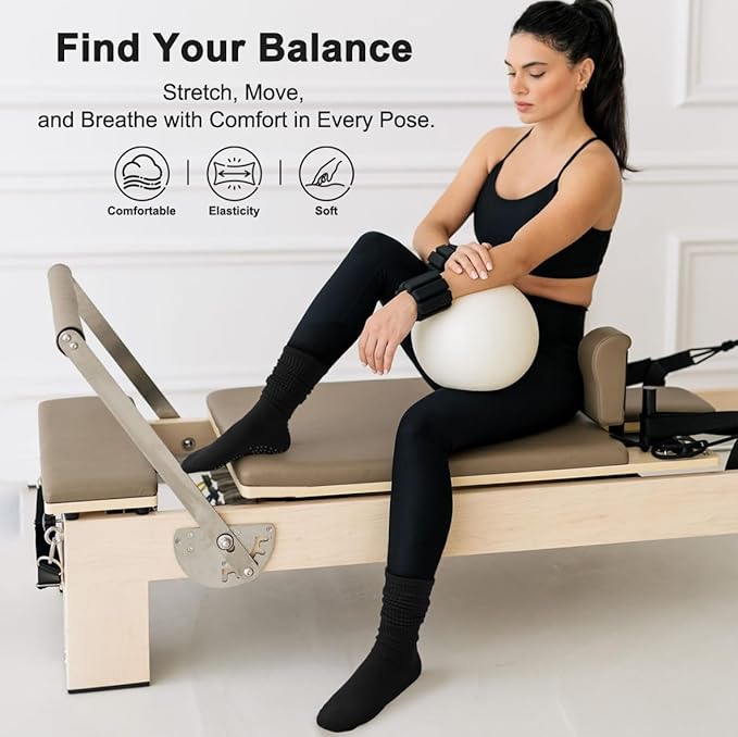 Grip Pilates Slouch Socks for Women, Non Slip Scrunch Yoga Barre, Grippy Slouchy Knee High Boot Socks for Hospital