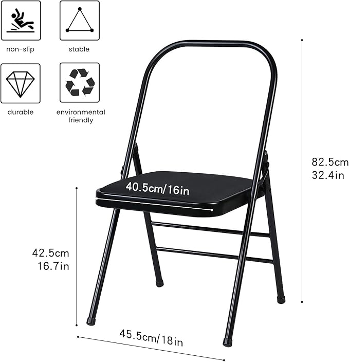 Yoga Auxiliary Chair Backless Yoga Chair Portable Folding Yoga Chair with Non-Slip Feet Covers for Flexibility and Strength Training