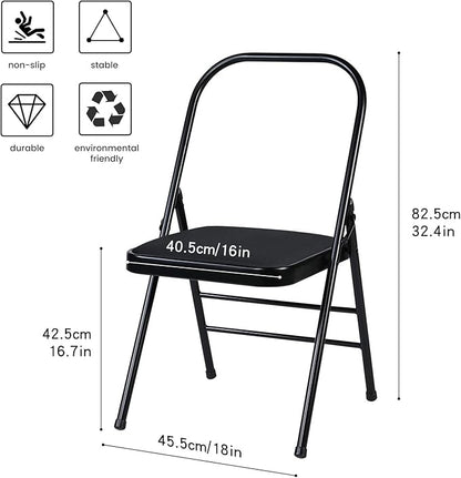 Yoga Auxiliary Chair Backless Yoga Chair Portable Folding Yoga Chair with Non-Slip Feet Covers for Flexibility and Strength Training