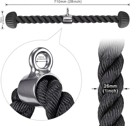 SELEWARE Tricep Rope Cable Machines Attachments for Gym, Heavy Duty Universal Tricep Pull Down Rope with Soft Rubber Ends for Home Gym Workout Biceps Back Shoulders