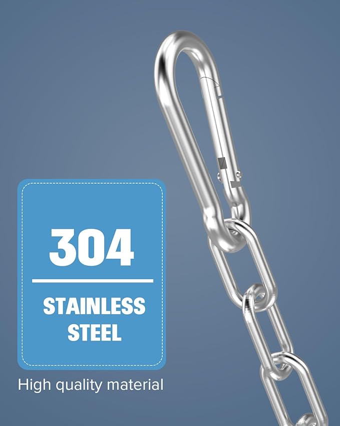 Fitness Extension Chain, 23.6 Inch Gym Weight Lifting Chain Workout Fit for Home Gym, Strength Training, LAT Pull Down - 304 Stainless Steel Cable Machine Extension