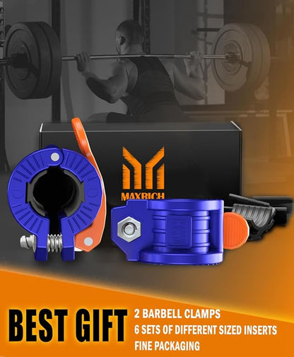 Barbell Clamps 1 Inch or 2inch - 2 PCS Adjustable Barbell Clips Quick Release Locking Weight Clips Olympic Barbell Collars (Blue 0.98-1.18inch)