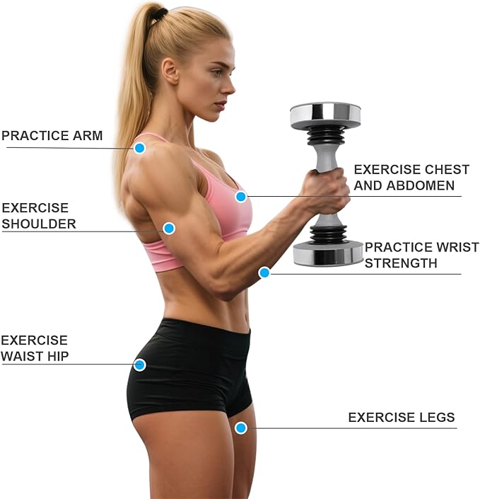 2025 Fitness Equipment Shaking Dumbbells - Single Dumbbell Weight Exercise Core Muscle for Shoulders, Chest, Biceps, Triceps, Forearm Exercises, Toning Shake Dumbbell for Man Women(Silver)