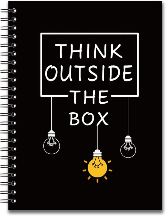 YAZMEEN Inspirational Blank Spiral Notebook（160 Pages） Think Outside The Box Hardcover Sketchbook Encouragement Notebook Journal Funny Notebook Birthday Gift for Women Men Teen Office School Student
