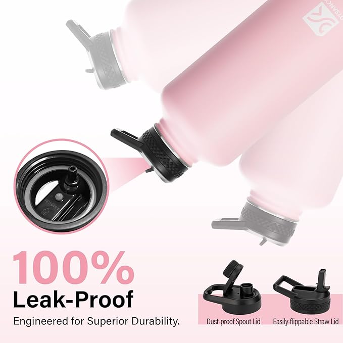 Insulated Water Bottle | Thickened Stainless Steel for Gym and Hiking with Straw, Carrier Bag, Handle Strap | BPA-Free 87 oz