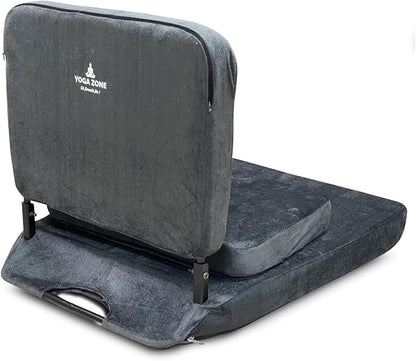 Zen Zone 90° Buddha Yoga Meditation Floor Chair Premium and Foldable with Fixed Back Support Chair Dark Grey