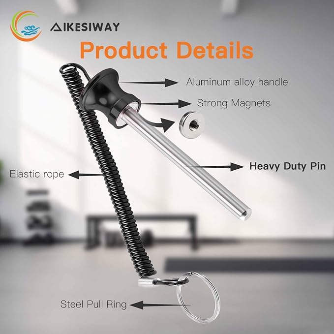 Universal Magnetic Weight Stack Pin with Pull Rope - Heavy Duty Gym Pin for Weight Stack Machines | Commercial & Home Gym Accessories | Replacement Weight Pins for Strength Training Equipment