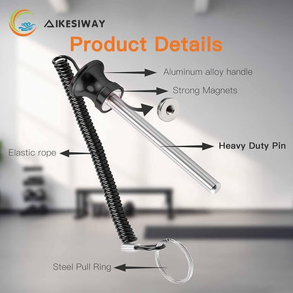 Universal Magnetic Weight Stack Pin with Pull Rope - Heavy Duty Gym Pin for Weight Stack Machines | Commercial & Home Gym Accessories | Replacement Weight Pins for Strength Training Equipment