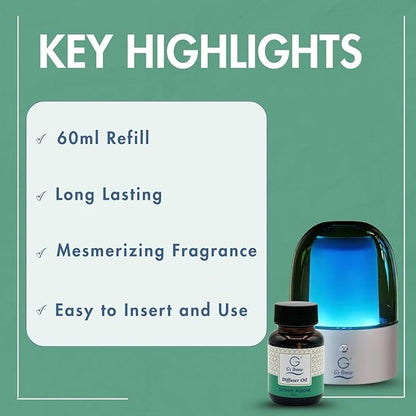 G's Breeze Smart Aroma Diffuser with 60ml Green Apple Scent Refill – Bluetooth & Wi-Fi App Control - LED Lighting & Adjustable Intensity - Long-Lasting Crisp Fruity Fragrance for Home or Office