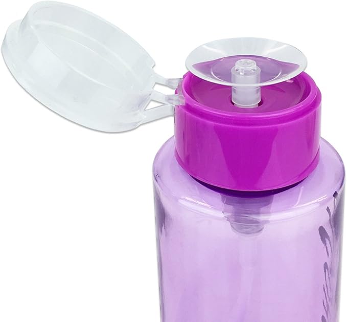 7oz Purple Push Down Pump Dispenser Empty Refillerble Bottle with Flip Top Cap - for Nail Polish, Travel, Cosmetics Packaging