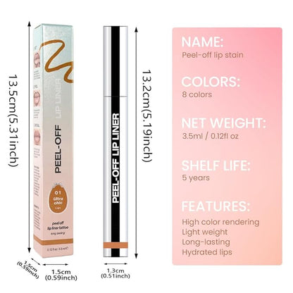 2Pcs Peel Off Matte Liquid Lip Gloss Stain-Lip Liner with Tweezer, Peel Off Lip Stain, Long Lasting & Waterproof Lipstick Tattoo, Transfer-Proof Lip Gloss for All Skin Types (01#+03, 2Pcs)