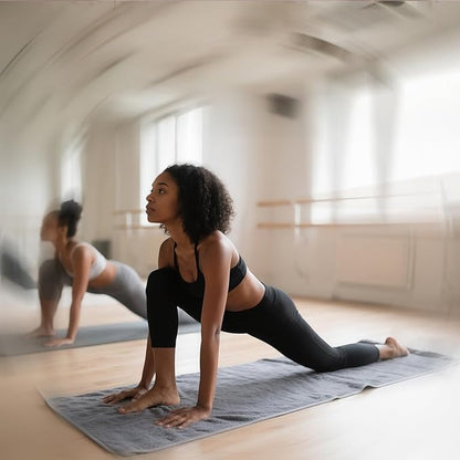 Yoga Mat Towel - Non-Slip Microfiber for Hot Yoga & Pilates | Super Absorbent, Lightweight & Machine Washable 72"x25" (2 Pack Gray)