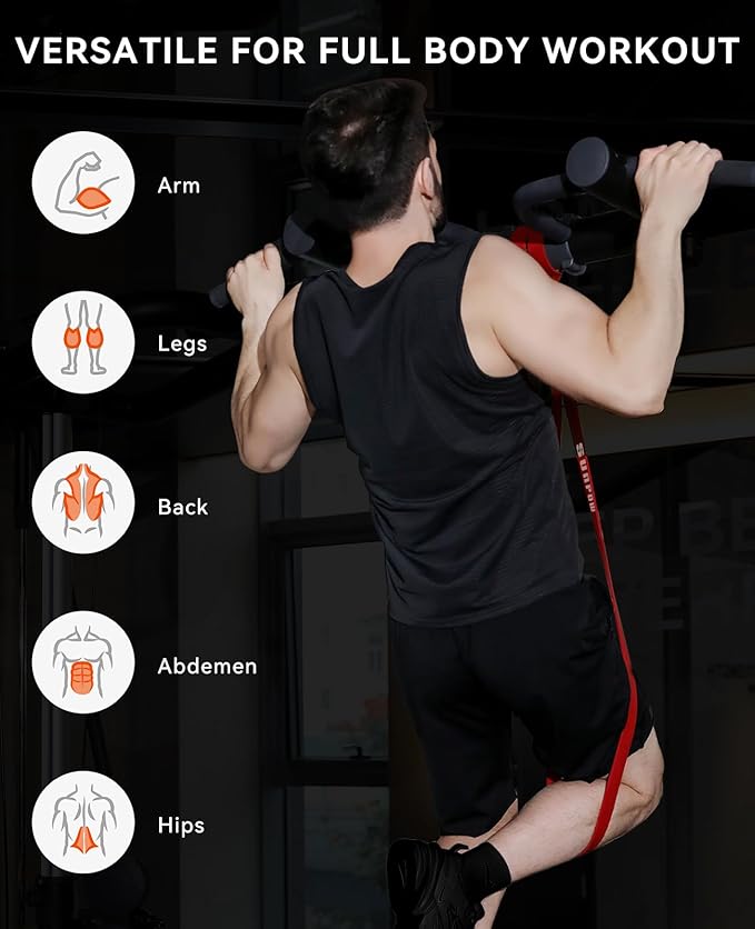 SUNPOW Pull Up Assistance Bands, Resistance Bands Set of 5 for Working Out, Pull Up Bands, Exercise Bands for Muscle Training, Stretching, Yoga, Physical Therapy for Men Women