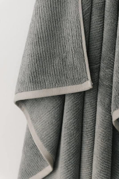 Cozy Earth Ribbed Hand Towel Set - 60% Cotton 40% Viscose from Bamboo Hand Towels - Soft & Absorbent Textured Ribbed Pattern - 2 Pack Charcoal