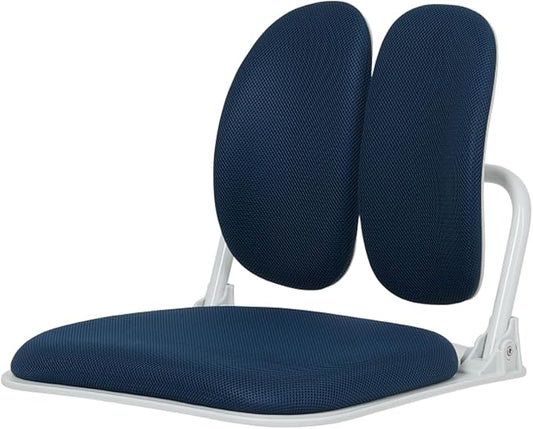 Made in Korea Dual-Backrests Ergonomic Floor Chair With Back Support - Meditation, Gaming, Reading Chair for Adults, Foldable (Blue)