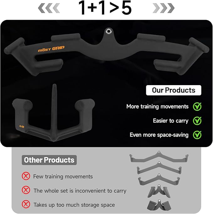 LAT Pull Down Bars Set, Triangular Stability LAT Pulldown Attachments with 8 Ergonomic Handles for Whole Back Training, Non-Slip Cable Machine Attachment for Gym Home Workout