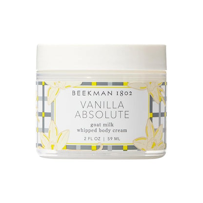Beekman 1802 Whipped Body Cream, Vanilla Absolute, 2oz - Scented - Moisturizes, Soothes & Softens - With Coconut Oil & Mango Seed Butter - No Irritation - Good for Sensitive Skin