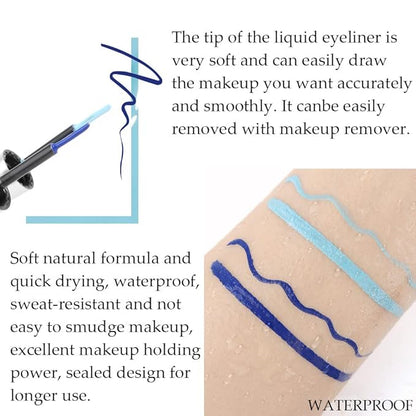 evpct 2Pcs Light Baby Bright Royal Sky Navy Cobalt Blue Liquid Eyeliner Set Waterproof Blue Liquid Eye Liners Pencils Waterproof Smudge proof Stamps Eyeliner delineador de ojos contra el agua 03&12