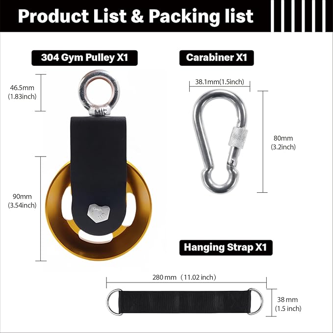 Pulley system for home gym, Aluminum GYM Pulley Wheel Universal Aluminum Alloy Bearing Pulley Wheel for Cable Machine Gym Equipment Part Garage Door