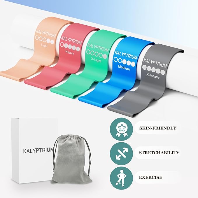 Resistance Bands Set – 5-Level Exercise Bands for Physical Therapy/Yoga/Pilates/Strength Training/Home Fitness Loop Bands with Portable Storage Bag