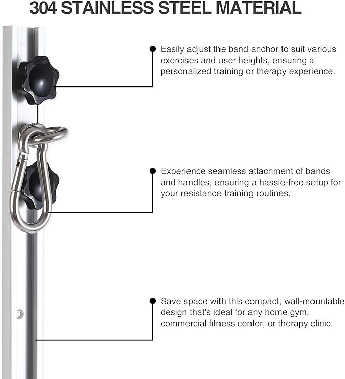 Resistance Band Wall Anchor,Djustable Resistance Bands Anchor,Door Anchor for Resistance Bands，Aluminum Wall-Mounted Resistance Band Wall Anchor,with 1 Rail, 1 Rail Car，Length 48inchs