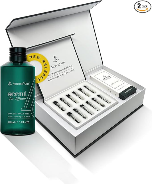 AromaPlan Hotel Scents Inspired by Baccarat Rouge 5 Fl Oz (148ml) & Sample Set with Top 12 Fragrances -Home Luxury Aroma & Hotel Fragrance Diffuser Oil for Aromatherapy, USA Made