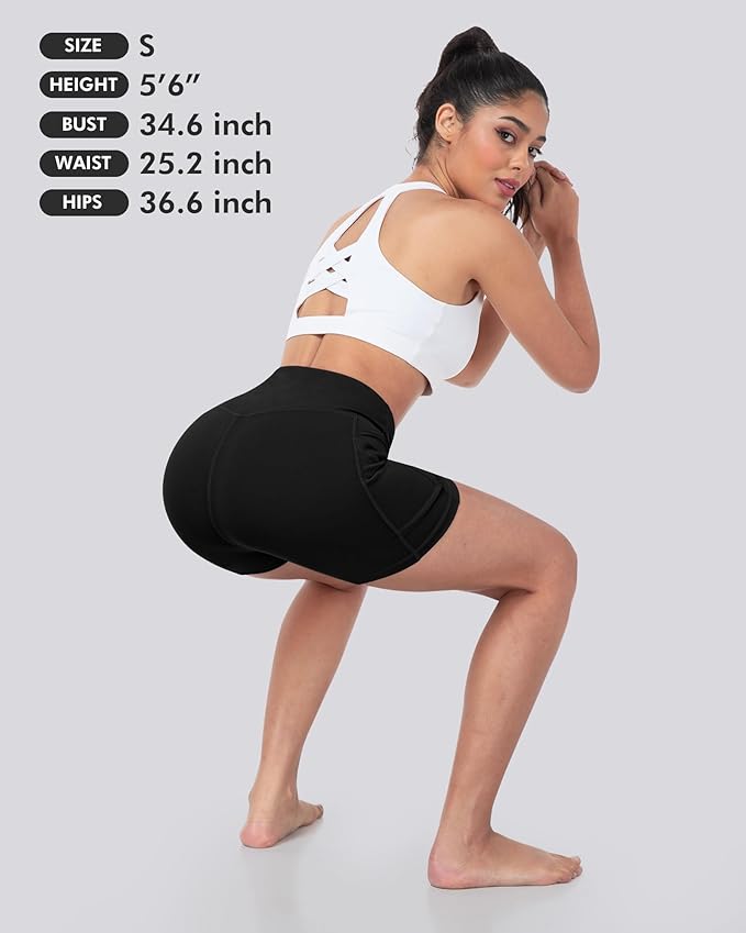 LZYVOO Biker Spandex Shorts Women, High Waisted Tummy Control Workout Yoga Shorts with Pockets