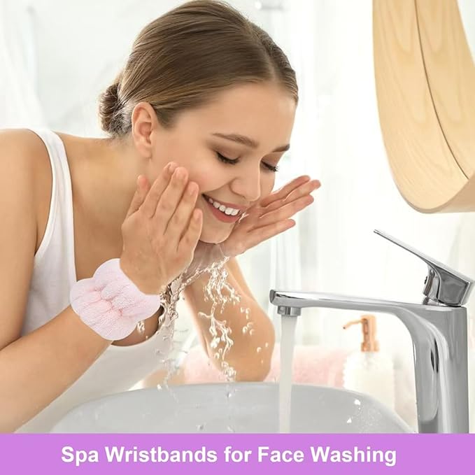 8Pcs Microfiber Wrist Bands for Washing Face, Absorbent Face Washing Wristbands, Spa Wristbands for Face Washing, Wrist Towels for Washing Face, Prevent Water from Spilling Down Your Arms