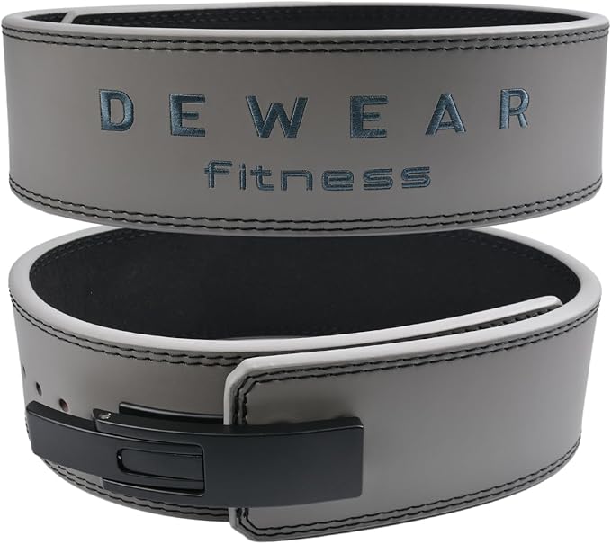 Genuine Leather Weight Lifting Belt with Lever Buckle, 10mm Thick 4" Leather Lumbar Back Support, Gym Belts Ideal for Training, Weightlifting, Bodybuilding, Squats and Deadlifts